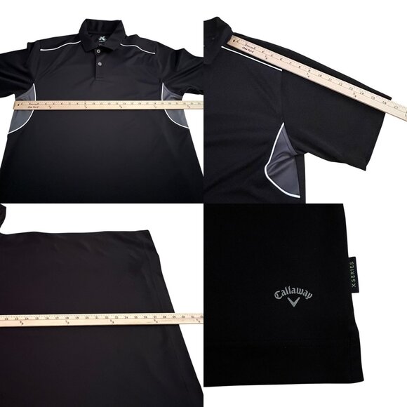 Callaway X Series Golf Polo Shirt Mens L Black Stretch Athletic Fit Performance - Picture 11 of 11